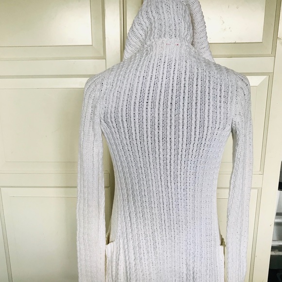 ProjectEVintage White Knit Hooded Button Sweater - Picture 5 of 7